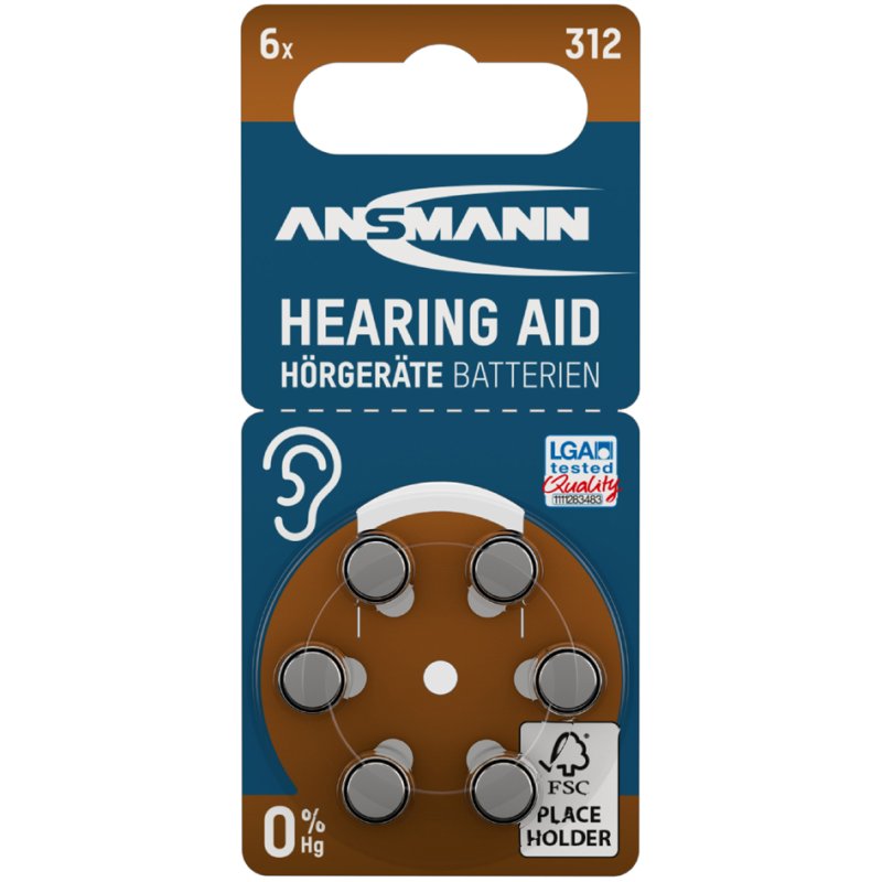 ANSMANN piles pour appareils auditifs 13 PR-48, 1,4 volt, 6 pièces