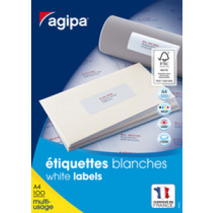 agipa universele etiketten, 105 × 42,4 mm, wit, 1400 stuks