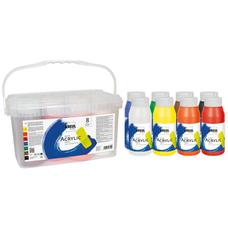 KREUL peinture acrylique Triton Acrylic Liquid Power Pack, 8 couleurs, 8 × 750 ml