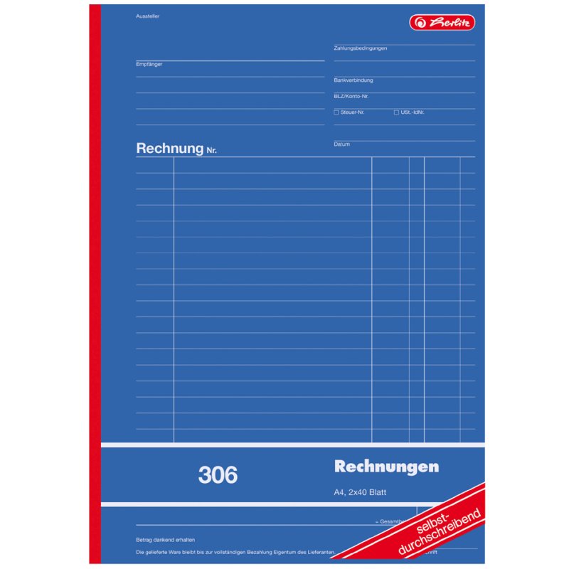 herlitz factuurboek, A5, zelfcopiërend, 80 vel