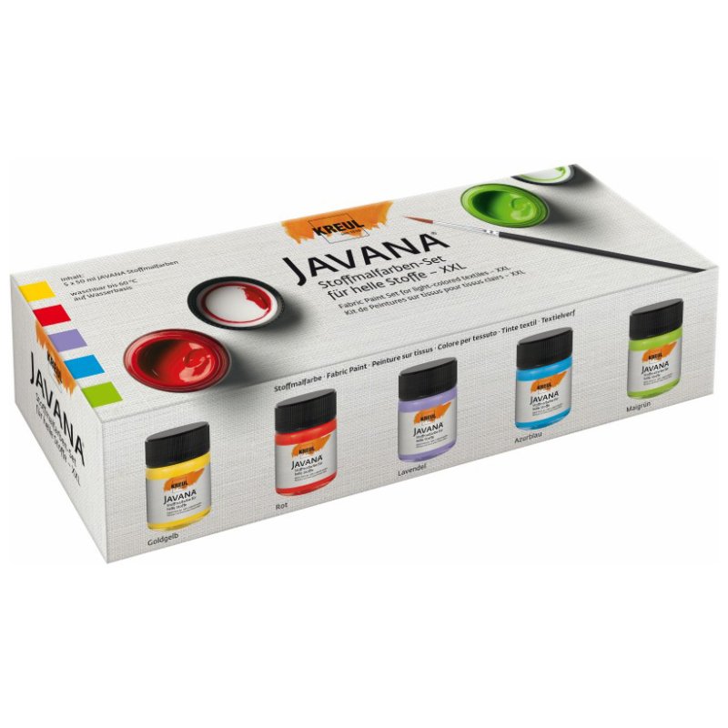 KREUL textielverfset JAVANA XXL, 5 x 50 ml, wasbestendig tot 60°