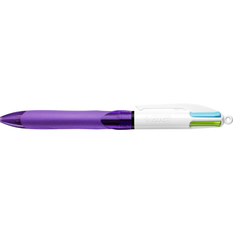 BIC 4-colour ballpoint pen, grip zone, turquoise blue/purple/pink/light green, 0.32 mm