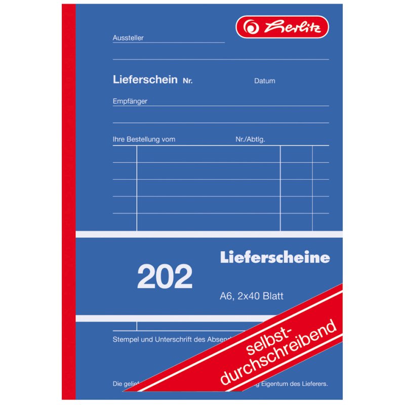 herlitz formulierboek leverschein 204, A5, zelfcopiërend, 2×40 vel