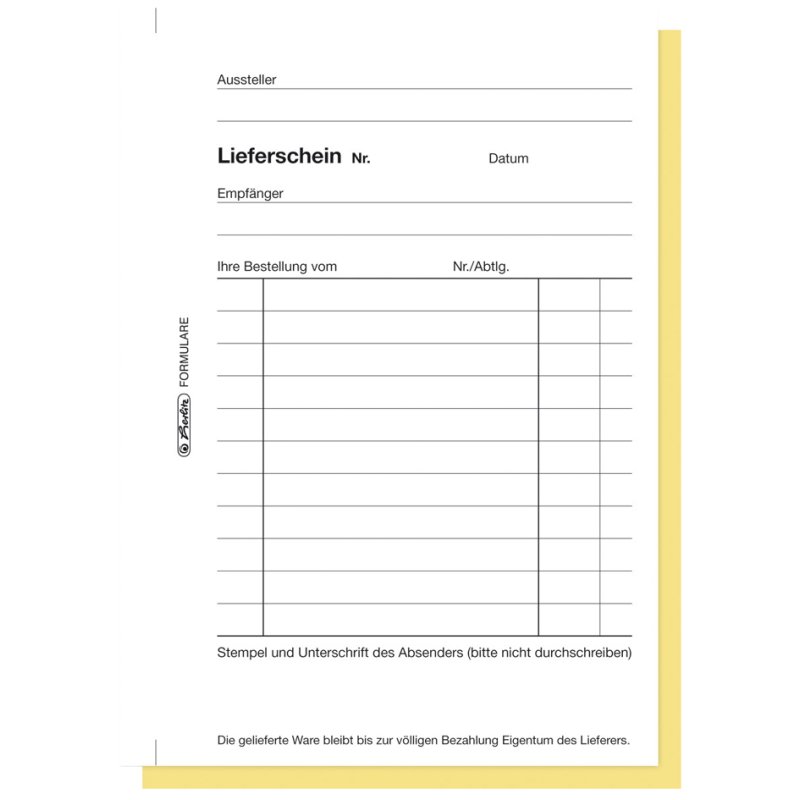 herlitz formulierboek leverschein 204, A5, zelfcopiërend, 2×40 vel