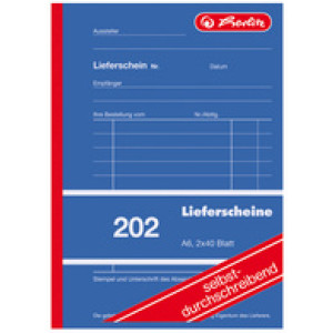herlitz bestelboek Leveringsbon/Ontvangstbewijs 205, A5, zelfkopiërend, 3×40 vel