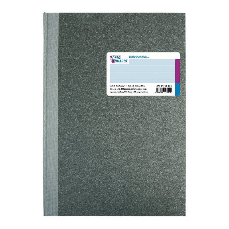 KÖNIG & EBHARDT geschiedenisboek A4, grijs, hardcover met paginanummering
