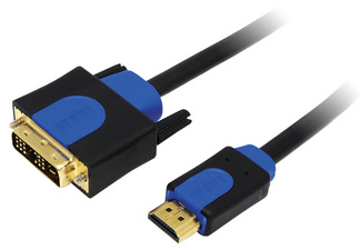 LogiLink HDMI naar DVI-D kabel High Speed, 3 meter, zwart/blauw