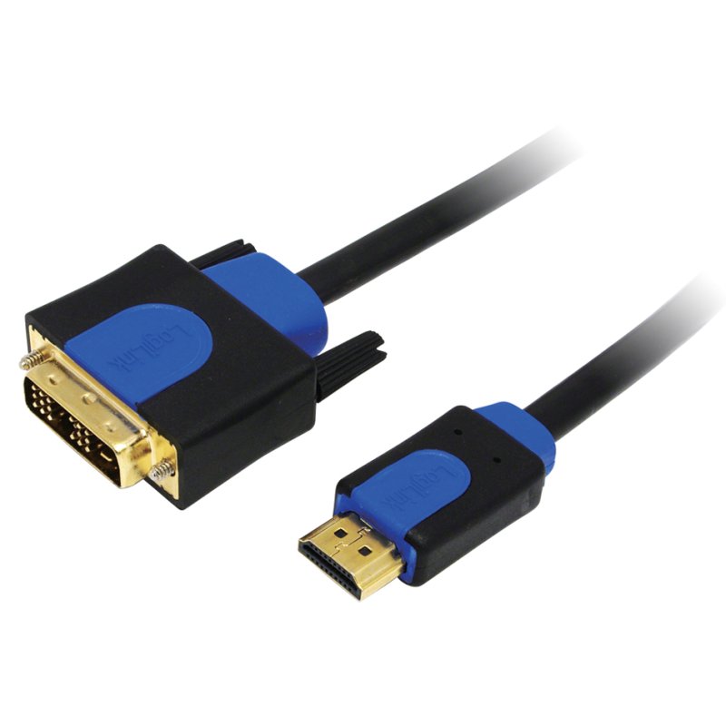 LogiLink Câble HDMI vers DVI-D High Speed, 2 mètres, noir/bleu
