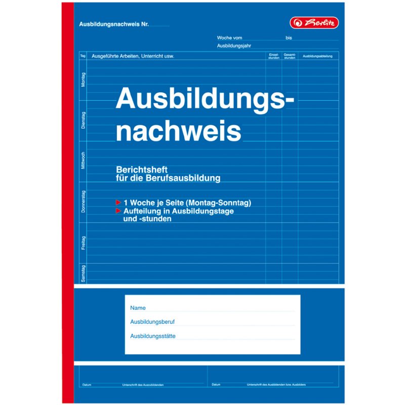 herlitz formulierboek Ausbildungsnachweis, A4, 28 vel, 80 g/m²