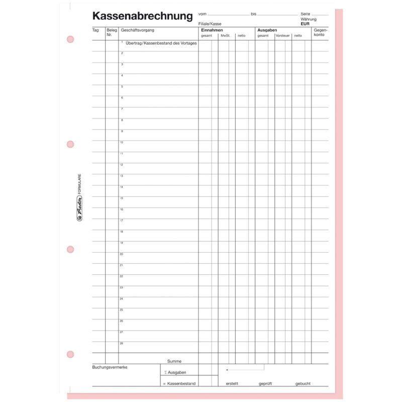 herlitz kasopmaakboek 502, A4, 2 × 50 vel, doorschrijfpapier