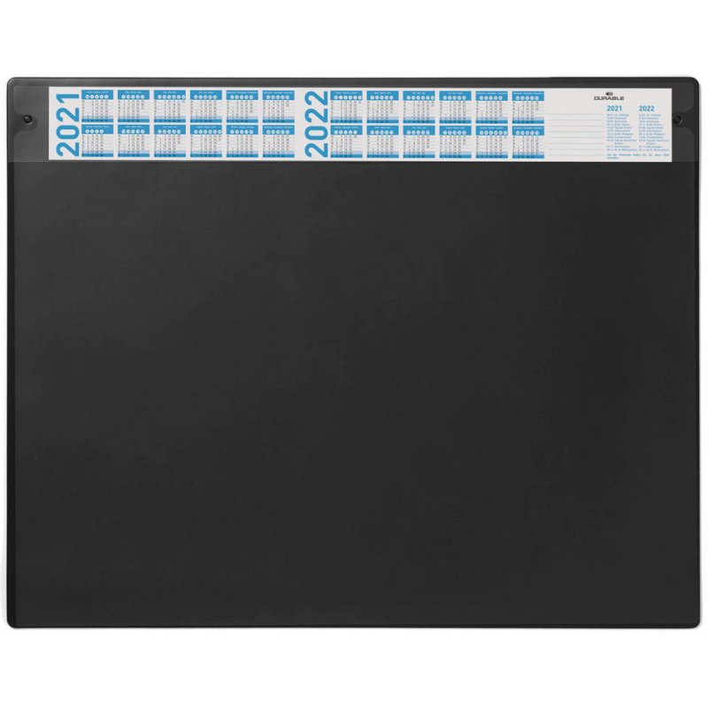 DURABLE sous-main avec calendrier annuel, 650 × 520 mm, bleu foncé