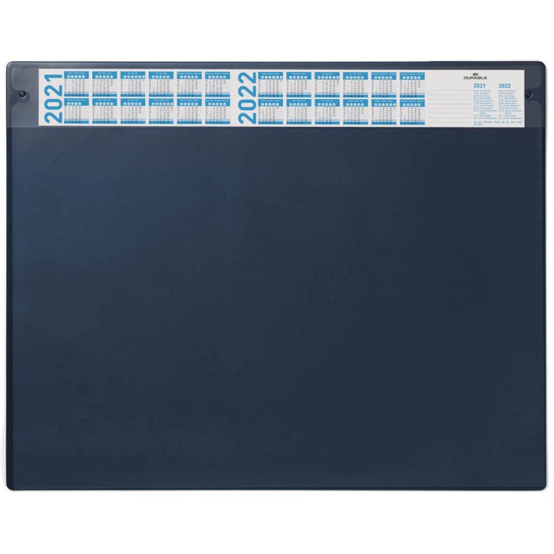 DURABLE sous-main avec calendrier annuel, 650 × 520 mm, bleu foncé