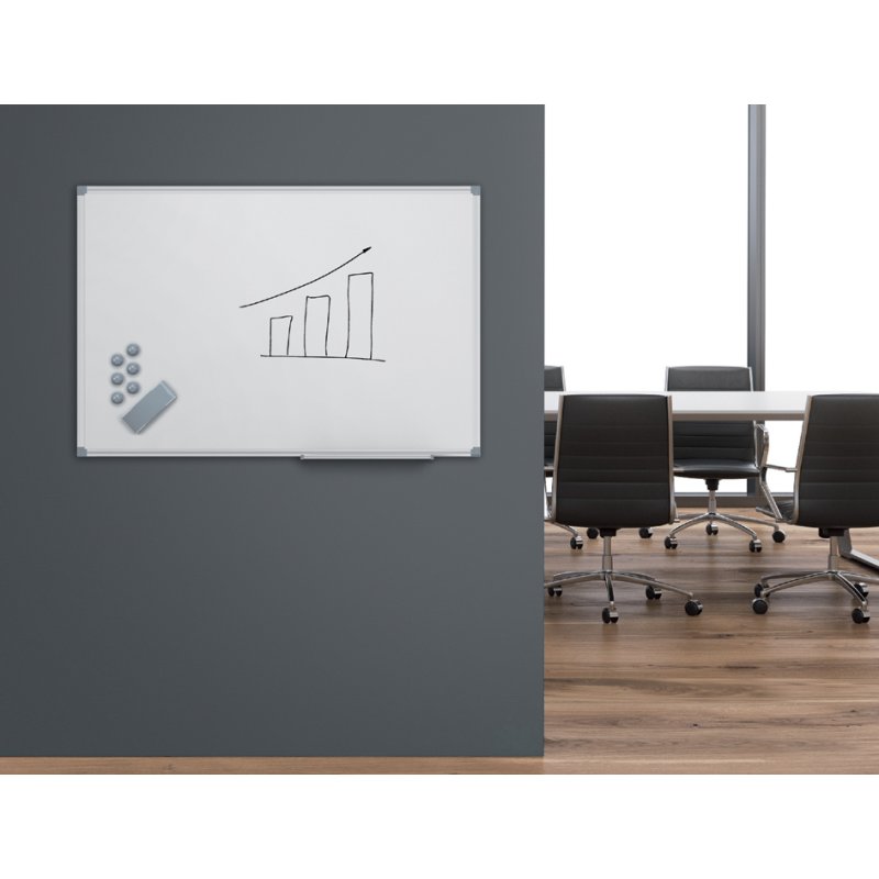 MAUL whiteboard MAULstandard emaille, 240×120 cm, grijs, magneetbaar