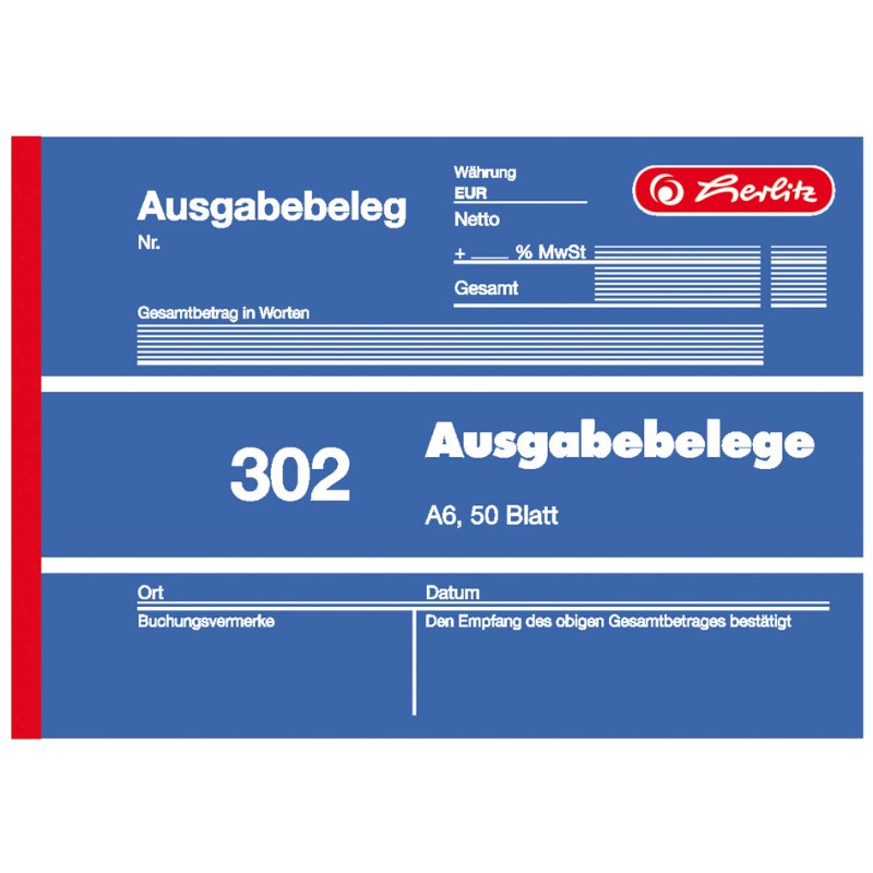 herlitz formulierboek uitgavenbon 302, DIN A6, roze, 50 vel