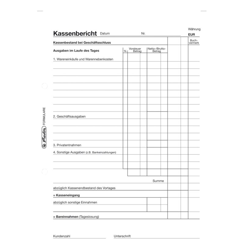 herlitz kasboekformulieren A5, geperforeerd, gegateerd, 50 vel