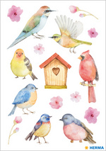 HERMA stickers decoratie Aquarel Vogels, zelfklevend, 3 vel à 10 stuks