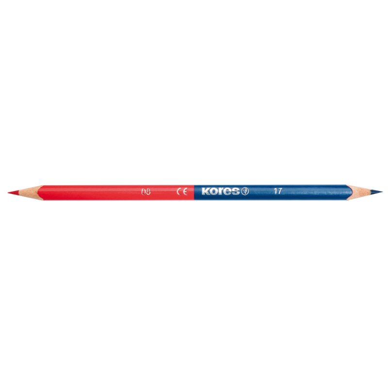 Kores crayon triangulaire bicolore, bleu/rouge, mine très douce