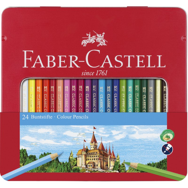 FABER-CASTELL crayons de couleur CASTLE hexagonaux, étui métallique, 36 pièces