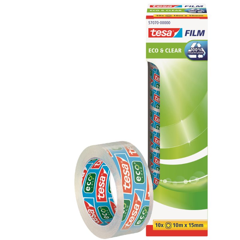tesa FilmEco&Clear, transparant plakband, 10 rollen