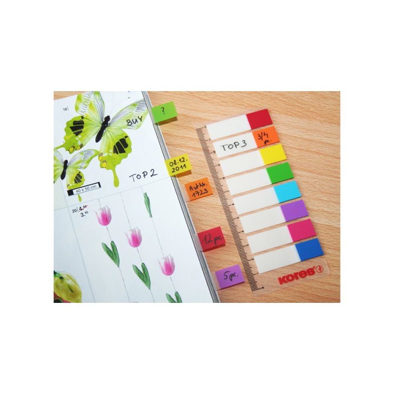 Kores pagemarker index tabs, 12 × 45 mm, 8 couleurs, 120 pièces