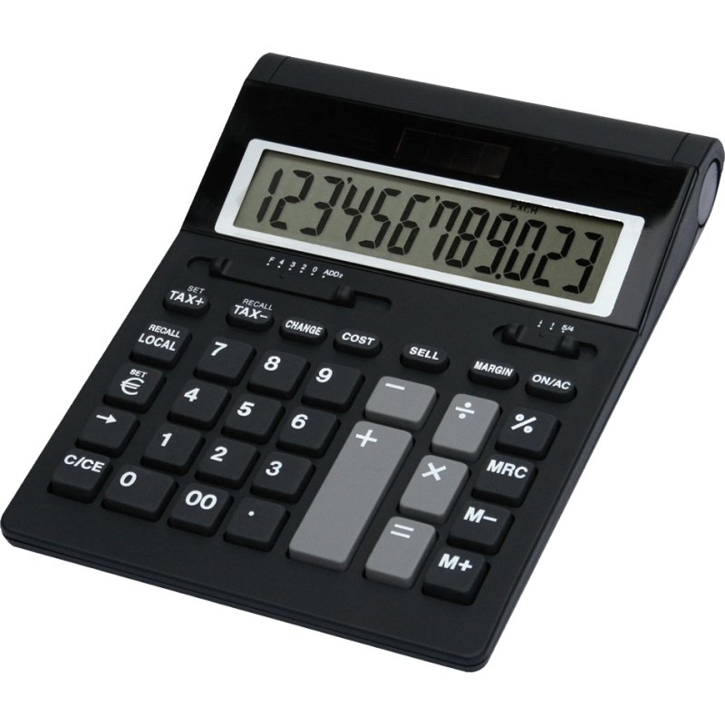 TWEN calculatrice 1220 S, noir, affichage 12 chiffres, solaire/batterie