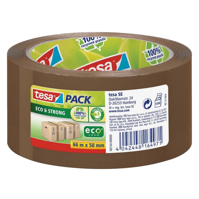 tesa packaging tape Eco & Strong, 50 mm × 66 m, brown