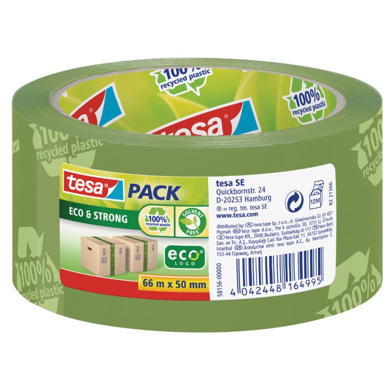 tesa tesapack packaging tape Eco & Strong, green, 50 mm × 66 m