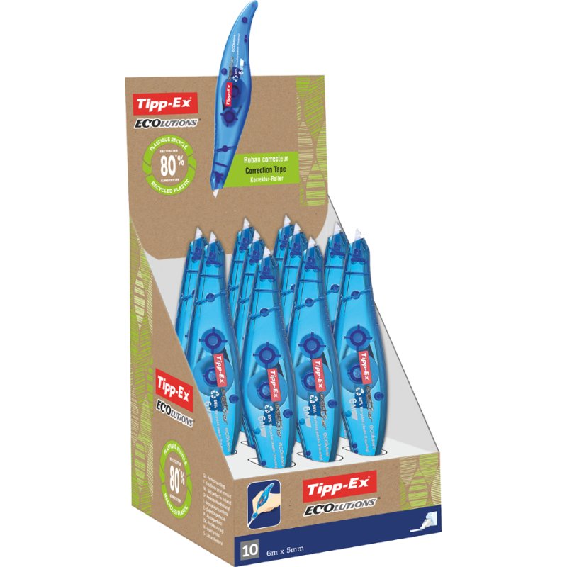 Tipp-Ex correctieroller Ecolutions Exact Liner, pennenvorm, 5 mm × 6 m, 10 stuks