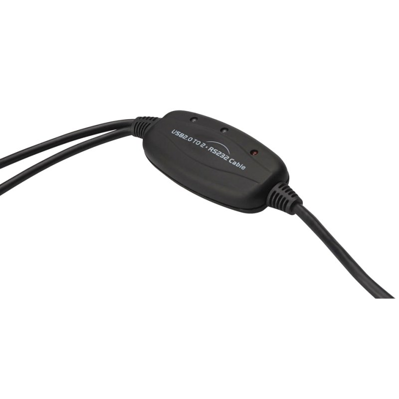 DIGITUS USB 2.0 naar 2x seriële adapter, 1 Mbps, zwart, 1,5 m