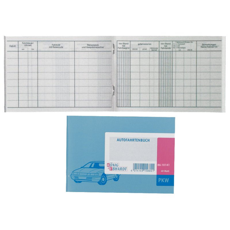 KÖNIG & EBHARDT Mileage log cardboard notebook, white