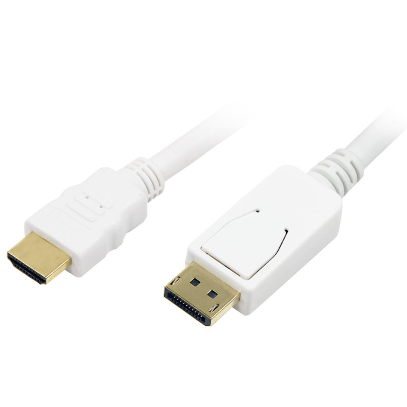 LogiLink Câble DisplayPort vers HDMI, 2,0 m, blanc