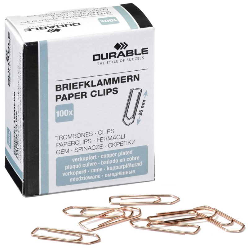 DURABLE trombones cuivrés, pointus, 26 mm, 100 pièces