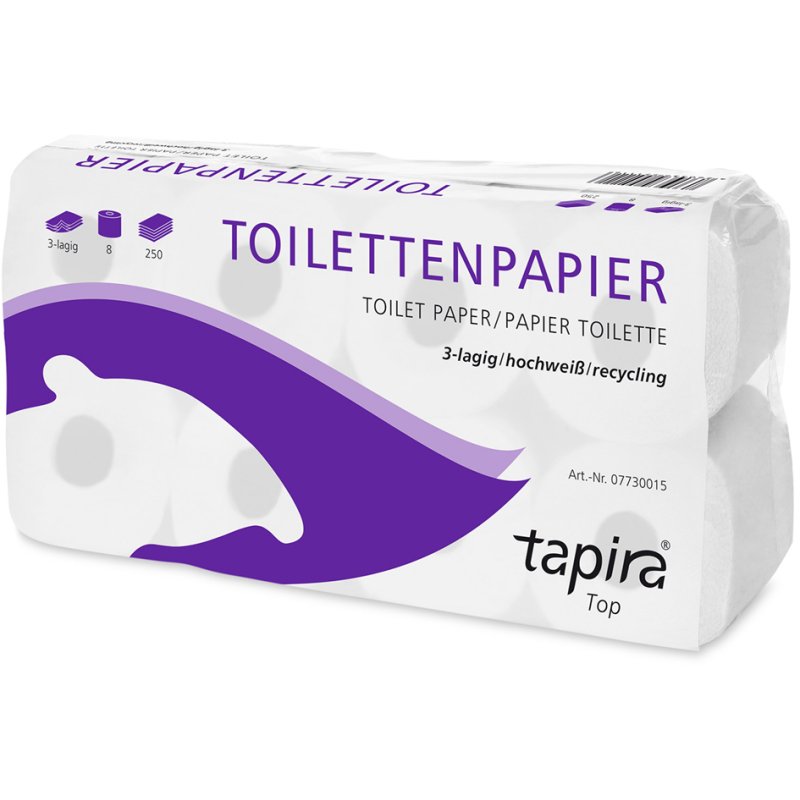 Tapira toiletpapier, 2-laags, wit, 8 rollen