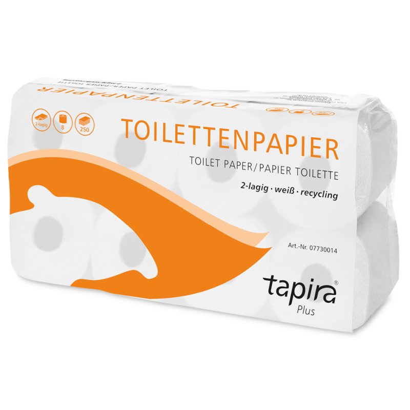 Tapira toiletpapier, 2-laags, wit, 8 rollen