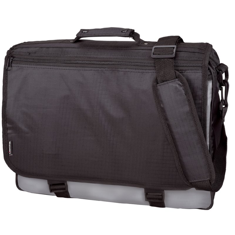 LiGHTPAK sac bandoulière WAVE, polyester, noir/gris, 460×120×350 mm