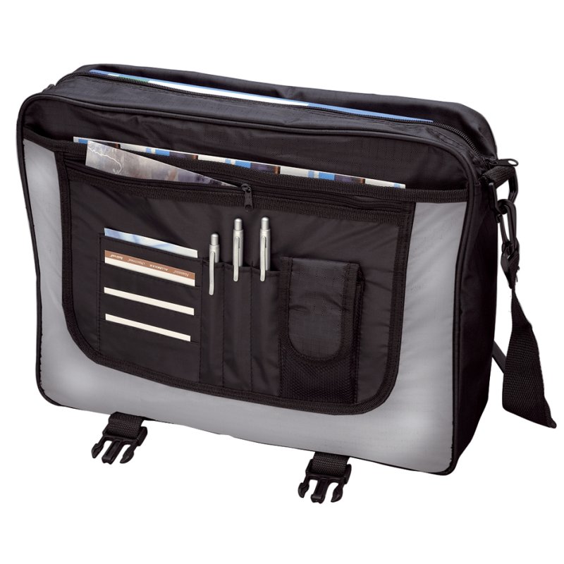 LiGHTPAK sac bandoulière WAVE, polyester, noir/gris, 460×120×350 mm