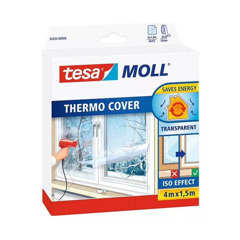 tesa Moll Thermo Cover film de fenêtre isolation, transparent, 4,0 × 1,5 m