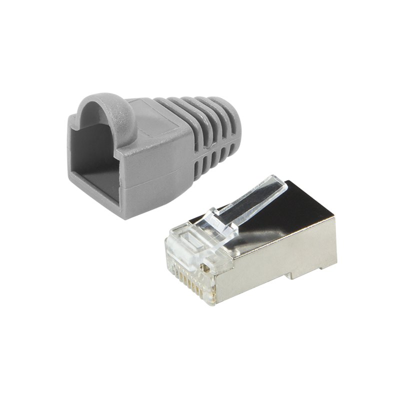 LogiLink Professional RJ45-connector categorie 5e, knikbescherming, grijs, 100 stuks