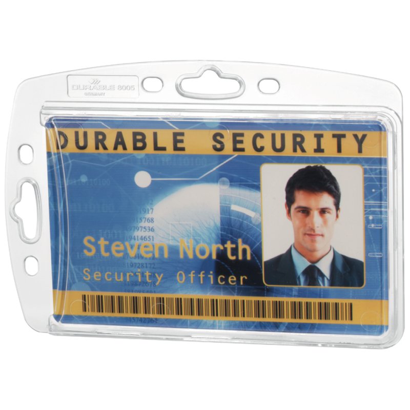 DURABLE porte-badge transparent, 54 × 85 mm, encoche pouce, 10 pièces