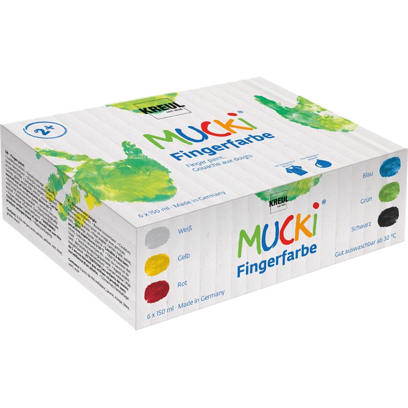 KREUL peinture à doigts MUCKI, 150 ml, ensemble de 6 couleurs