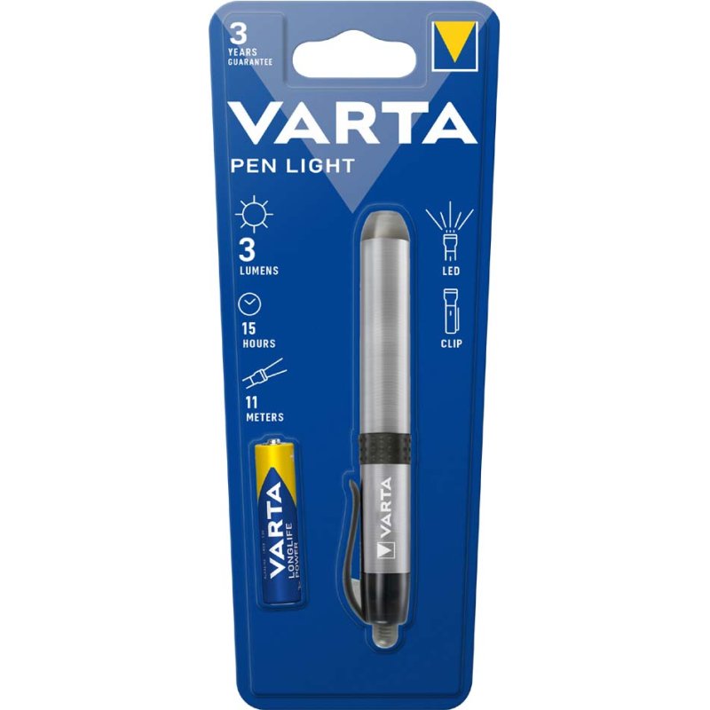 VARTA LED zaklamp pen light 1AAA, aluminium behuizing, inclusief batterij