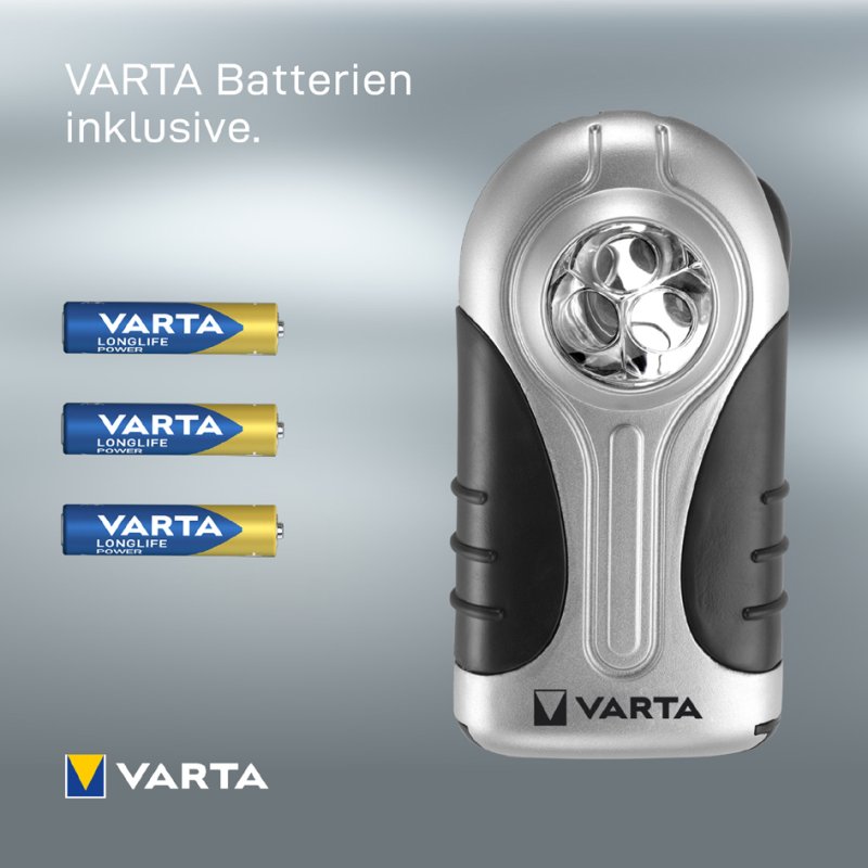 VARTA zaklamp LED Silver Light, 3×5 mm LED, zilver, inclusief 3×AAA batterijen