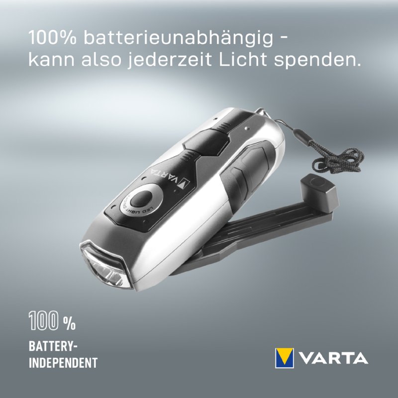 VARTA zaklamp dynamo LED, oplaadbaar, 28 lumen, 26 m reikwijdte