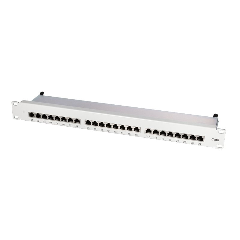 LogiLink Professional 19 inch patchpaneel Cat 6, lichtgrijs, afgeschermd, 24 poort, 1HE