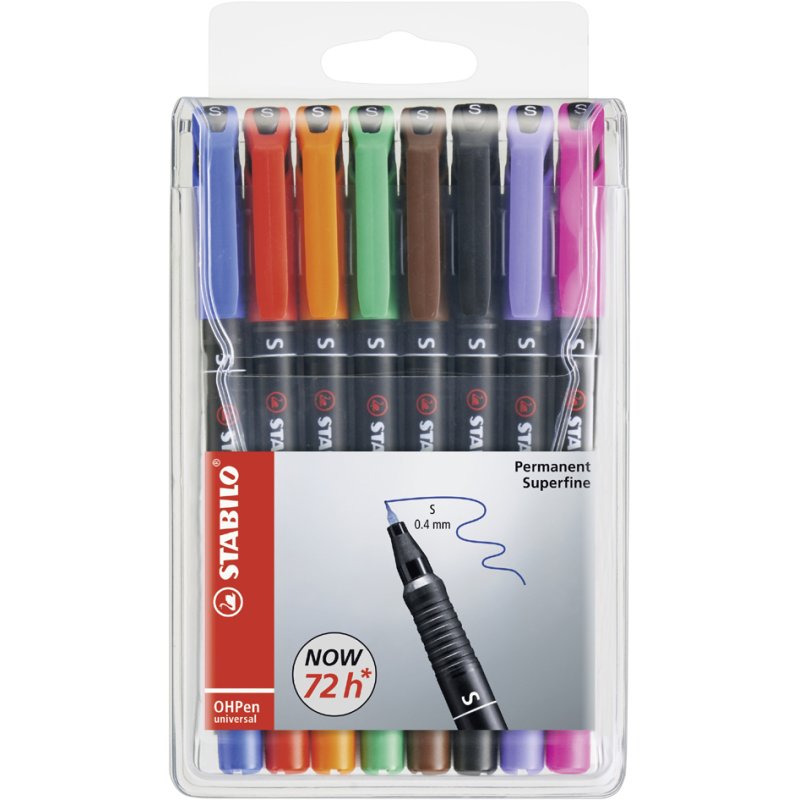 STABILO ensemble marqueurs permanents, 8 pièces en étui, 1,0 mm