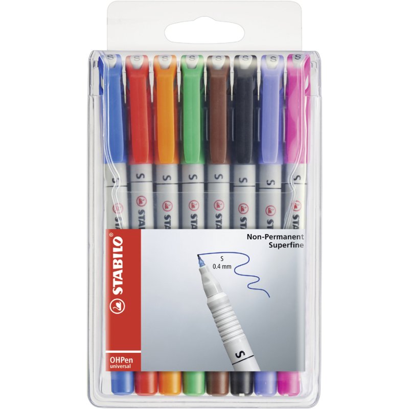 STABILO OHPen universal markers, base aqueuse, 8 pièces, 1,0 mm