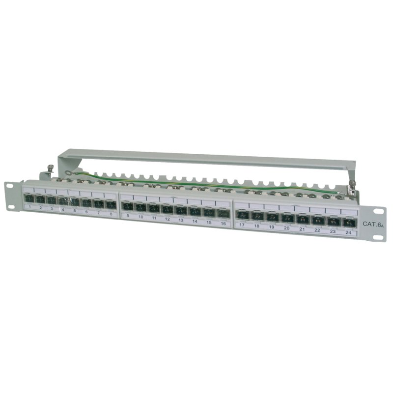 DIGITUS panneau de brassage Cat.6A 19 pouces, 24x RJ45, 1HE, gris clair