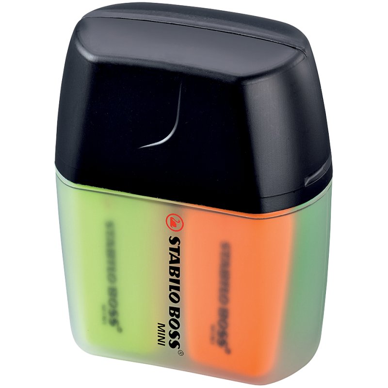 STABILO Boss Mini surligneurs, 4 pièces, boîte plastique, jaune/bleu/vert/orange