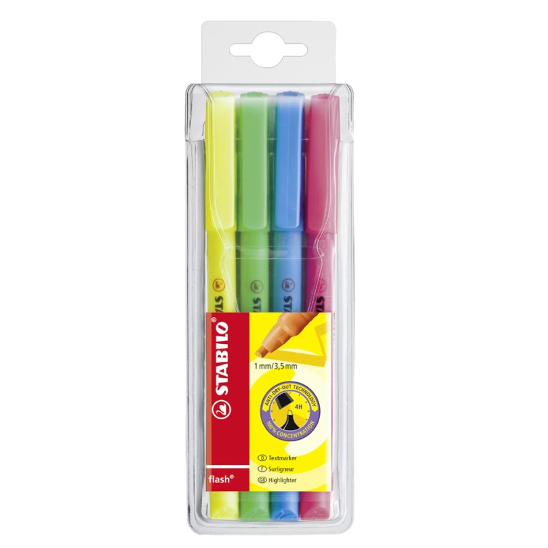 STABILO Flash highlighters, 6 pieces, assorted colours, pouch