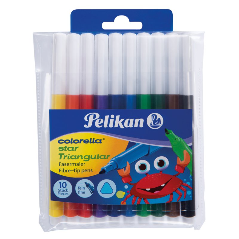 Pelikan crayons de couleur triangulaires, triangulaire, lavable, 10 pièces